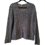 J. Jill Cotton/Linen Blend open weave delicate cardigan taupe LP Gray Size L Photo 0