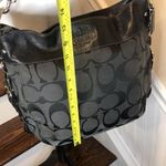 Coach  Oversized Black Charcoal Jacquard Signature C Top Zipper Hobo Shoulder Bag Photo 9