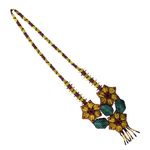 Beaded Flower Necklace Yellow Red Green Statement Handmade Jewelry Photo 0