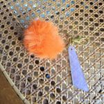 Handmade Beautiful Beacons Purple Sparkle Resin Dangle with Orange Fluff Purse Charm Photo 0