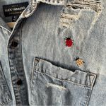Lucky Brand  Distressed Denim Shirt  Embroidery Bugs Photo 2