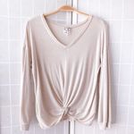 Naïf  Oatmeal Twisted Front Long Sleeve Knit Top Photo 6