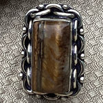 LG TIGERS EYE GEMSTONE RING STERLING SILVER OVERLAY 925 Size 8 Photo 0