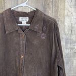 Dressed by David Dart Large Brown Embroidered 100% Genuine Leather Button Jacket Photo 2