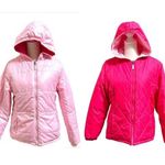 Faded Glory hot pink/pink reversible hooded puffer jacket, juniors size XL 14/16 Photo 1