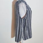 Caslon Navy and White Striped Tank Top Size Medium Linen Blend Tank Photo 2