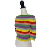 Etro Cashmere Stripe Multi Colored Cropped Boat Neck Stripe Sweater Yellow Photo 7