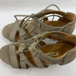 Paul Green  Hana Sandals Taupe Embossed Nubuck Leather Ghillie Platform Heel 7.5 Photo 5