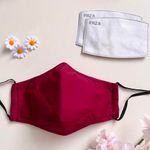 Handmade burgundy face mask + 2 filters  Photo 0
