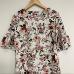 Bobeau Large White Floral Statement Ruffle Bell Sleeves Pink & White Size Large Photo 5