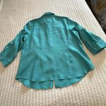 CHAPS  Button Up Collared Linen Shirt Blue Sz 2X DEFECT HOLE Photo 8