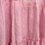 Urban Outfitters  | Baby Pink Feminine Tiered Embroidered Remnants Maxi Skirt, M Photo 5