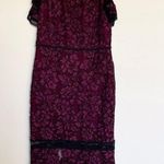 Alexis Evie women’s burgundy cold shoulder lace midi sheath dress size S small Photo 5