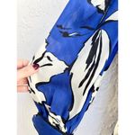 Veronica Beard  Milan Floral Print Silk V-Neck Top Blouse Blue Women's Size 6 Photo 3