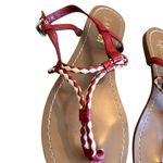 Ralph Lauren Lauren  Red White Braided Flat Sandals Strap Comfort Size 7.5 Womens Photo 3
