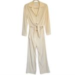 Nanushka Tanya Jumpsuit Size Small Long Sleeve Cut Out Tie Front Cream Photo 9