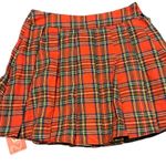 Romwe  red plaid with black and chain pleated skirt size small Photo 5