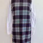 Pendleton Vintage 60s Blue Plaid Sleeveless Virgin Wool Pinafore Dress Photo 0