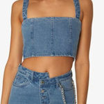 We Wore What Denim Cropped Bustier NWT Sz XS Photo 0