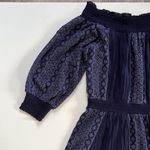 Alice + Olivia Navy Off Shoulder Eyelet Smoked Mini Dress Size 2 Photo 4