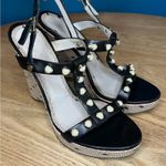 Jason Wu  Leather Polka Dot T Strap Slingback Platform Wedge Black Size 7 Photo 0