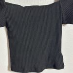 H&M Women Black Ribbed Cropped Top Puff Sleeve Square Neck size XS. Photo 2