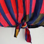 EXPRESS Colorblock Tie Waist Blouse, Red/Blue/Yellow/Orange, Size Medium Photo 6