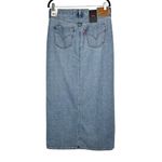 Levi's NWT Levi’s Premium Womens Denim Midi Skirt Sz 27 Light Wash Slit Front Photo 5