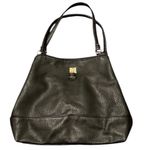 Liz Claiborne black handbag with lots of pockets and cute lock accent EUC Photo 0