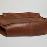 MADE IN ITALY GENUINE LEATHER BROWN FLAP STUD BAGUETTE Silver Photo 9