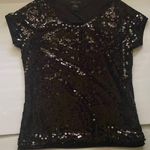 August Silk  Knits women’s black lined sequined fancy t-shirt, size medium Photo 0