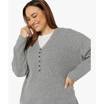 Madewell NEW Plus Asherton Waffle Henley Sweater in gray, 2X Photo 3
