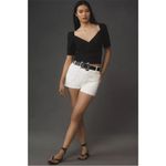 NWOT By Anthropologie Black Puff Sleeve Wrap Top Short Blouse Size M Size M Photo 1