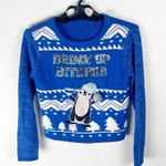 UNBRANDED Blue Long Sleeves Sequins Graphic Penguin Ugly Christmas Sweater Photo 0