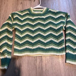 Pink Moon Green Crochet Zig Zag Sweater Size M Photo 0