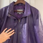 Jessica London Purple Genuine Leather Full Zip Trapeze Jacket Women Size 16W Photo 4