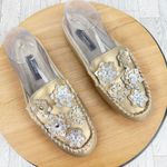 Lands' End Lands’‎ End Snowflake Fur Lined Moccasin Slipper Loafer Metallic Gold Size 8 Photo 0