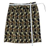 Etcetera Brown Abstract Pattern Wool Silk Straight Pencil Skirt Belt Loops XS Photo 4