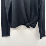 Madewell Elwood Knot Front Ribbed Knit Long Sleeve Black Top Sz XL Photo 3