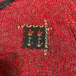 Vintage Granny Cardigan Sweater Burgundy Size 1X Embroidered Patchwork Fur Trim Red Photo 4