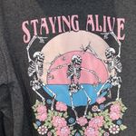 Obsessive Love “Staying alive” skeleton floral gray hooded sweatshirt Photo 3