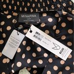 MINKPINK NWT by Revolve Ayat Wrap Crop Top Black with Tan Polka Dot Size Medium Photo 9