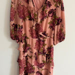 Betsey Johnson  Floral Ruffle Dress Pink Purple Long Sleeve‎ Size 8 Photo 0