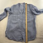 J Jill Love Linen S Small Shirt Button Front Roll Tab Sleeve V Photo 8