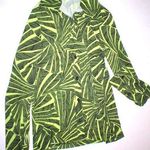 Jones New York Womens Blouse Top Palm Leaf Button Work Black Yellow Green Office Photo 0