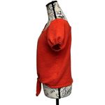 Loft Ann Taylor Seersucker Tie Front Square Neck Crop Top Orange Boho Peasent XS Photo 3