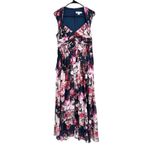 Kay Unger Noelle Pleated Gown Dark Floral Maxi Size 8 NEW Purple Photo 1