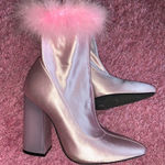 Dolls Kill  x Sugar Thrillz Luv Me or Hate Me Pink Fur Bootie Size 6 Photo 0