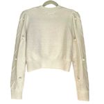 Elodie  Cream Cropped Cable Knit Pom Pom Sweater S Photo 3