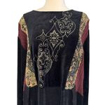 Vintage AHNI Velvet Tapestry Embroidered Maxi Dress ART TO WEAR Plus Size 2 NEW Black Photo 3